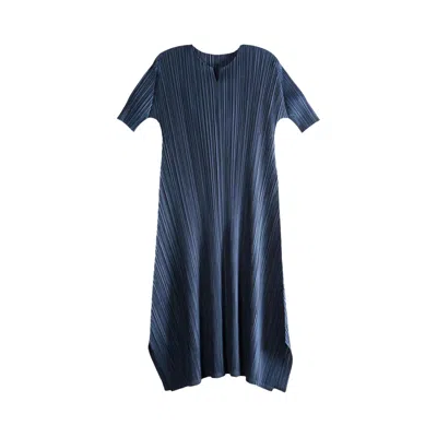 Pre-owned Issey Miyake Pleats Please  Mellow Pleats Dress 'navy' | Blue | Women's Size 3
