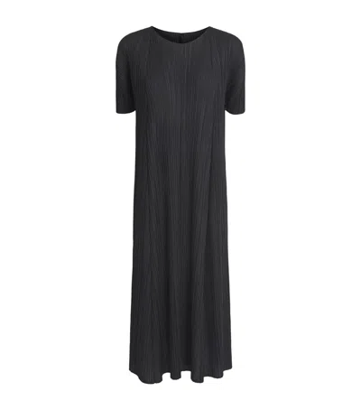 Issey Miyake Pleated Midi Dress In Black