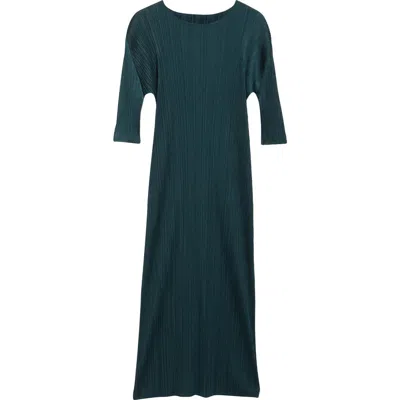 Issey Miyake Pleats Please  Merry Bicolor Dress In Green