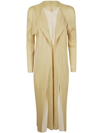 Issey Miyake Pleats Please  Merry Bicolor Long Scarf Cardigan Clothing In Beige