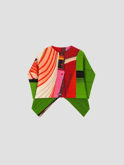 Issey Miyake Pleats Please  Mini Pleated Cardigan In Multi