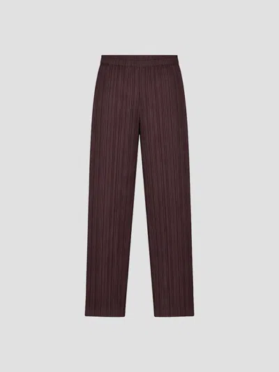 Issey Miyake Pleats Please  Mini Pleated Pants In Burgundy