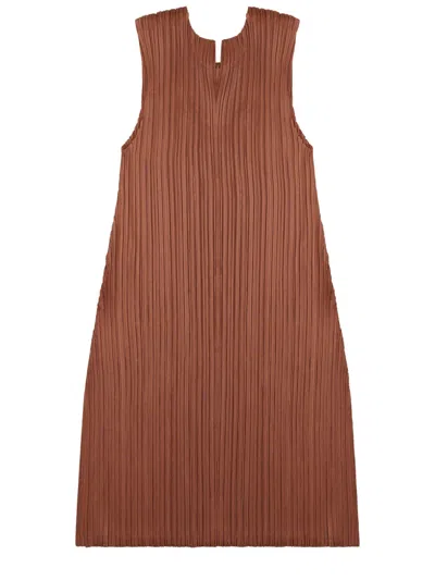 Issey Miyake Pleats Please  Mini Pleated Top For Women In Brown
