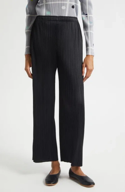 Issey Miyake Pleats Please  Monthly Color February Pleated Straight Leg Pants In Black