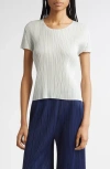 Issey Miyake Pleated Monthly Colors April T-shirt In Ice White