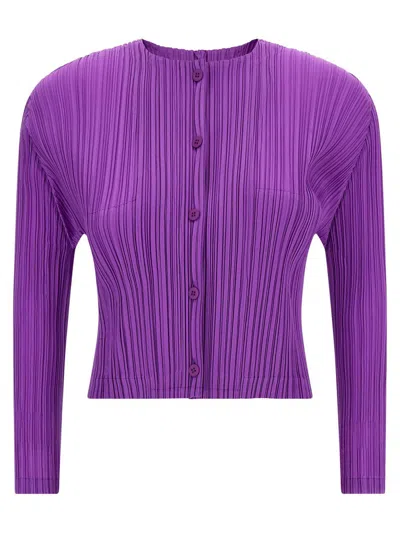 Issey Miyake August Knit Cardigan Ribbed Design In Purple