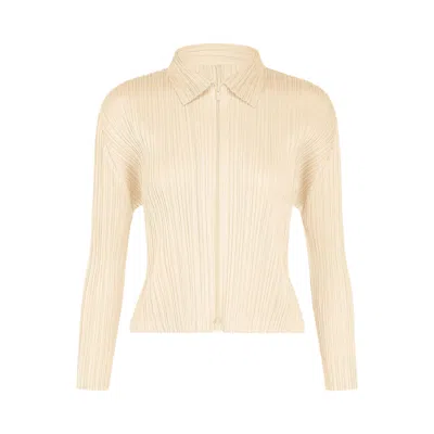 Pre-owned Issey Miyake Pleats Please  Monthly Colors August Coat 'off White' | Women's Size 3