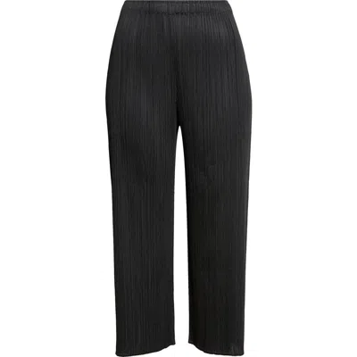 Issey Miyake Pleats Please  Monthly Colors August Pleated Crop Pants In Black