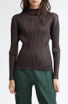 Issey Miyake Purple Soft Pleats Turtleneck In Charcoal