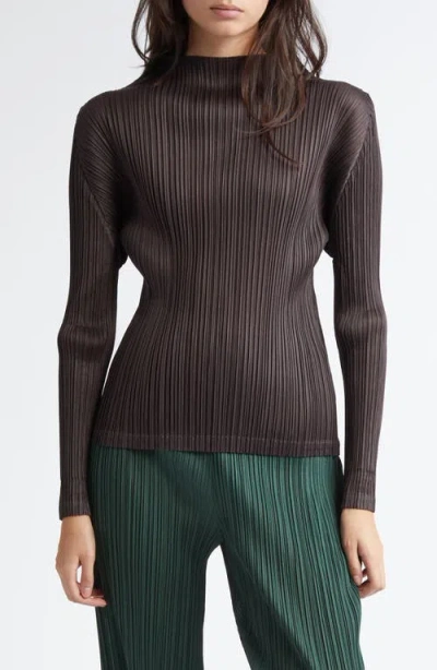 Issey Miyake Purple Soft Pleats Turtleneck In Charcoal