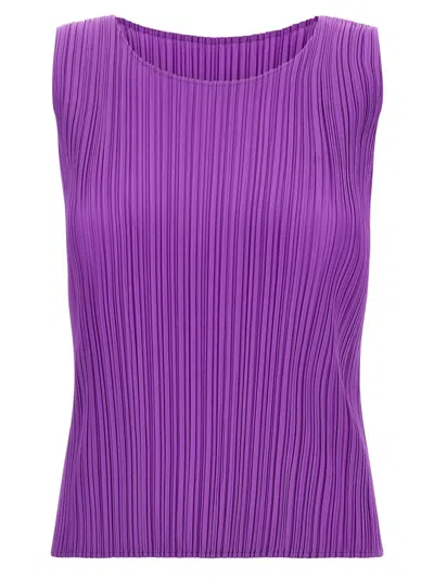 Issey Miyake August Collection Sleeveless Scoop Neck Top In Purple