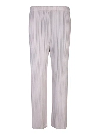 Issey Miyake Pleats Please  Monthly Colors December Cropped Trousers In Light Grey