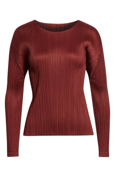 Issey Miyake Pleated Long-sleeve Top In Brown