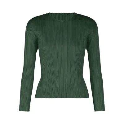 Pre-owned Issey Miyake Pleats Please  Monthly Colors December Shirt 'forest Green' | Women's Size 3