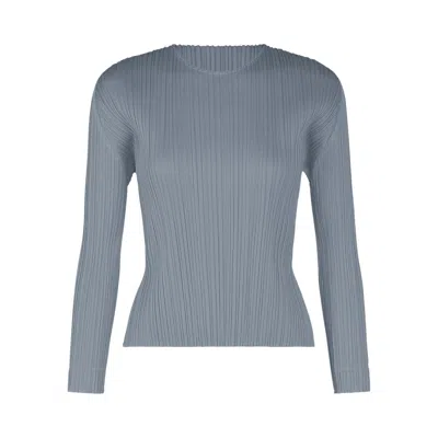 Pre-owned Issey Miyake Pleats Please  Monthly Colors December Shirt 'steel Blue' | Women's Size 3