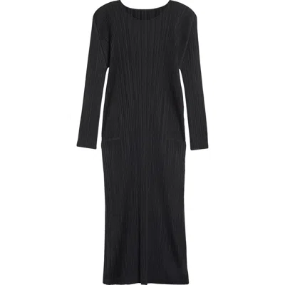 Issey Miyake February Pleated Midi Dress In Black