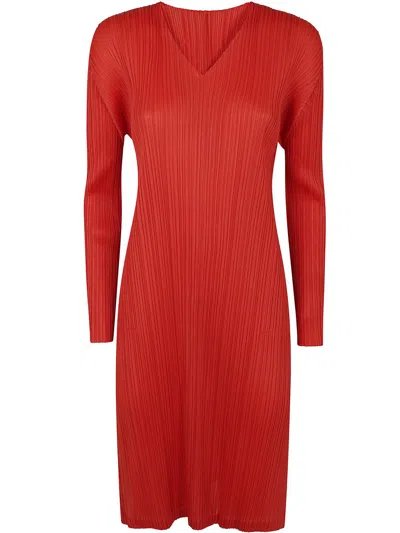 Issey Miyake Monthly Colors: February Midi Dress In Red