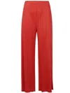 Issey Miyake Pleated Cropped Trousers In Red