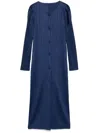 Issey Miyake Pleated Long Cardigan In Blue