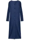 Issey Miyake Pleated Long Cardigan In Blue