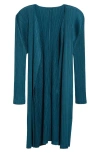 Issey Miyake Womens Pleated Open-front Knitted Coat Blue Green In Blue Green