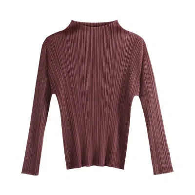 Pre-owned Issey Miyake Pleats Please  Monthly Colors January Shirt 'bordeaux' | Brown | Women's Size 3