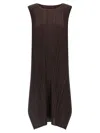 Issey Miyake July Midi Dress Round Neckline In Brown