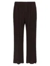Issey Miyake Elastic Waistband Wide Leg Trousers In Brown