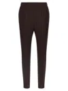 Issey Miyake Slim Fit Pleated Trousers In Brown