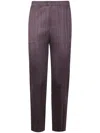 Issey Miyake Slim Fit Pleated Trousers In Brown