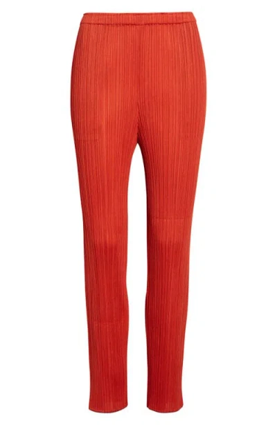 Issey Miyake Pleats Please  Monthly Colors July Pleated Pants In Red