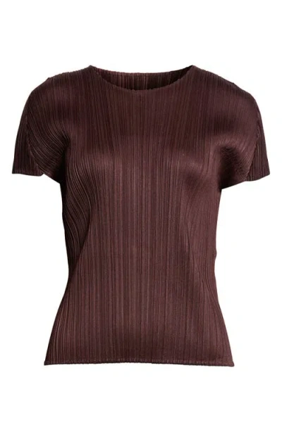Issey Miyake Pleats Please  Monthly Colors July Pleated Top In Brown