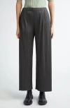 Issey Miyake Womens Pleated Wide-leg Knitted Trousers Charcoal Gray In Black