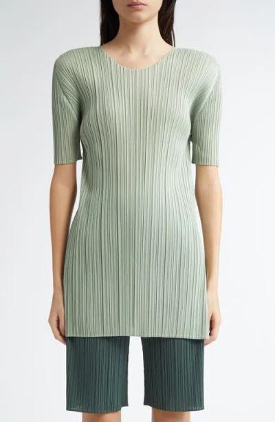 Issey Miyake Pleats Please  Monthly Colors June Pleated Tunic In Green