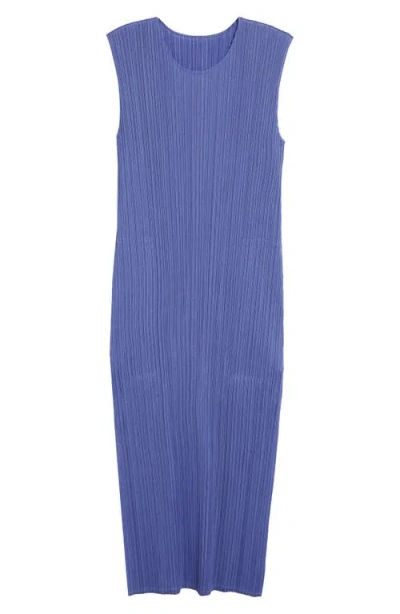 Issey Miyake Pleats Please  Monthly Colors March Pleated Midi Dress In Steel Blue