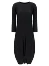 Issey Miyake October Series Dress Midi Three Quarter Sleeves In Black