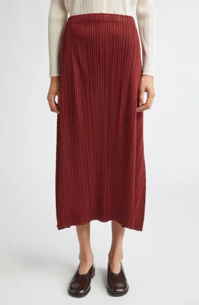 Issey Miyake Pleats Please  Monthly Colors October Pleated Midi Skirt In Red