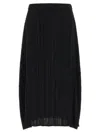 Issey Miyake October Midi Skirt Elastic Waistband In Black