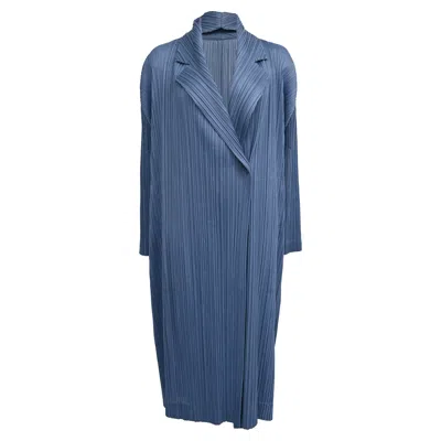 Issey Miyake Pleats Please  Monthly Colors Pleated Coat In Light Blue Polyester