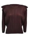 Issey Miyake Brown Pleated Blouse