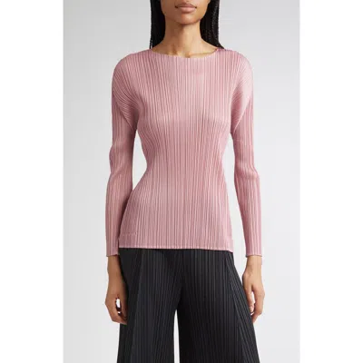 Issey Miyake Pleats Please  Monthly Colors September Pleated Long Sleeve Top In Pink