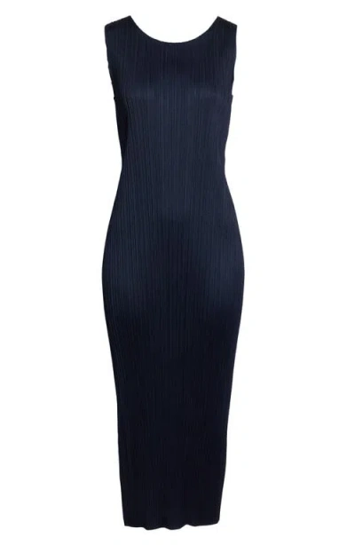 Issey Miyake Pleats Please  New Colorful Basics 4 Pleated Sleeveless Dress In Blue
