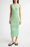 Issey Miyake Pleats Please  New Colorful Basics 4 Pleated Sleeveless Dress In Green