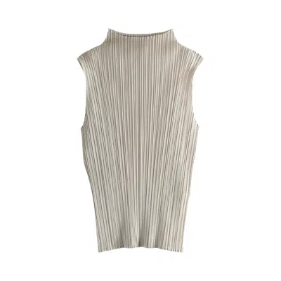 Pre-owned Issey Miyake Pleats Please  New Colorful Basics Shirt 'greige' | Tan | Women's Size 3 In Brown