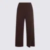 Issey Miyake Elastic Waistband Wide Leg Trousers In Brown