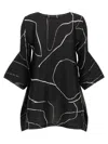 Issey Miyake Abstract Pattern Dress Bell Sleeves In Black