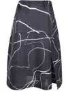 Issey Miyake Abstract Pattern Knee-length Skirt With Elastic Waistband In Black