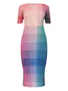 Issey Miyake Pleated Midi Dress In Multicolor