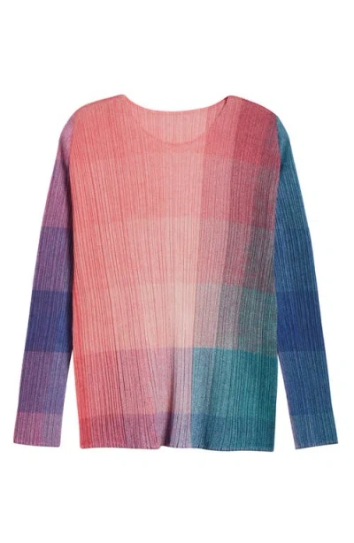 Issey Miyake Pleats Please  Photon Pleated Long Sleeve Top In Pink