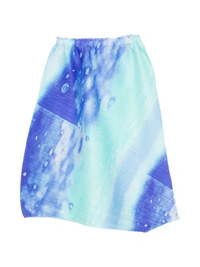 Issey Miyake Pleats Please  Pleated Asymmetric Skirt In Blue